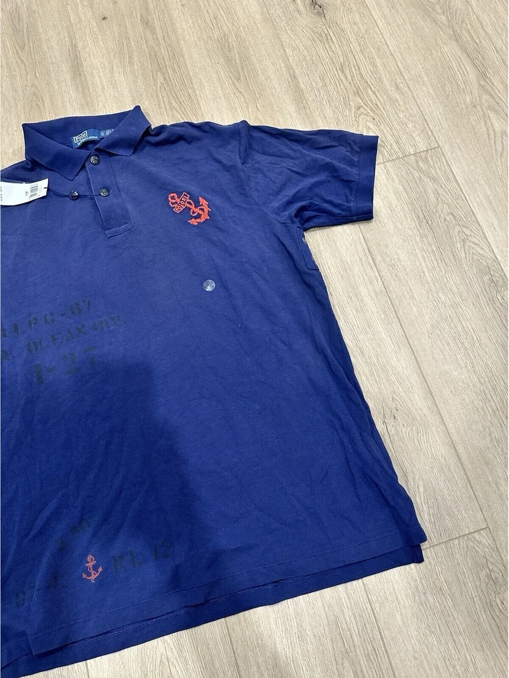 NWT Polo Ralph Lauren Embroidered Regatta Navy Blue Anchor Polo Shirt XLT Tall